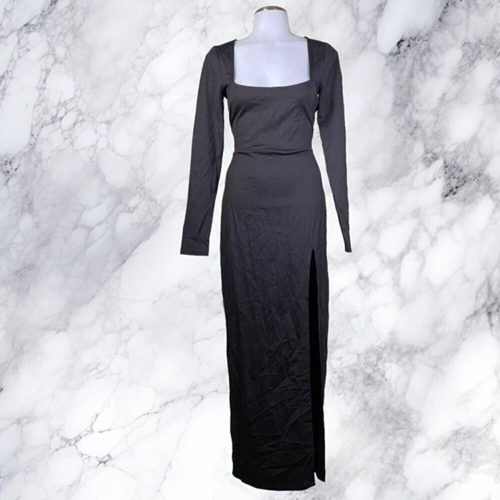 NBD Slit Midi Dress - Black - Picture 2 of 9